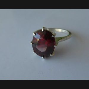 Natural Top-Grade Raspberry Rhodolite Garnet; Sterling Silver Ring, 7.11ct.